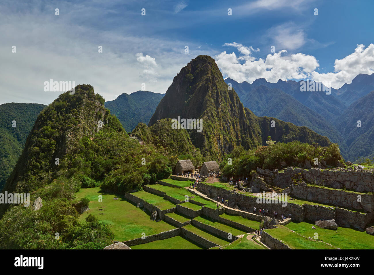 Terrassen Green Machu Picchu in Peru. Reiseziel in Peru Stockfoto