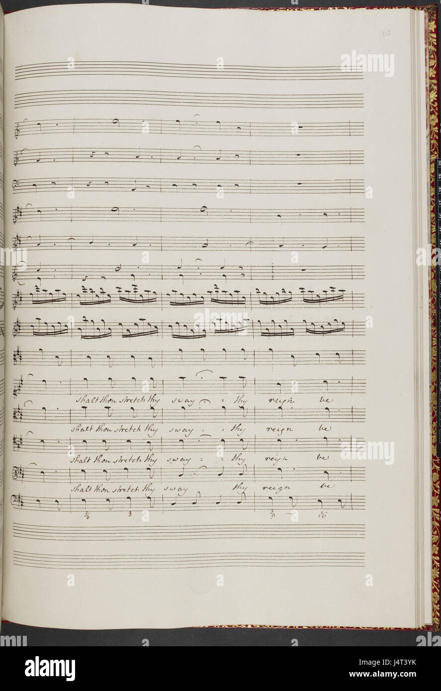 Thomas Linley Junior das Lied des Mose. (BL R.M.21.h.9 f. 115r) Stockfoto