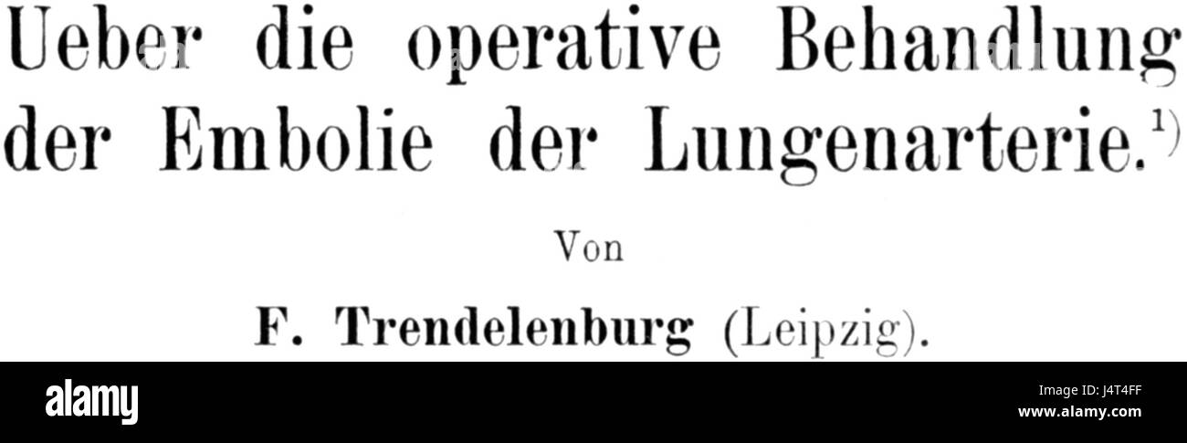 Trendelenburgs Operation an Lungenembolie (Lungenembolie) ist ein medizinisches Verfahren, das zur Behandlung dieser Erkrankung entwickelt wurde, mit Schemata verwendet, um seine Technik zu erklären. Stockfoto