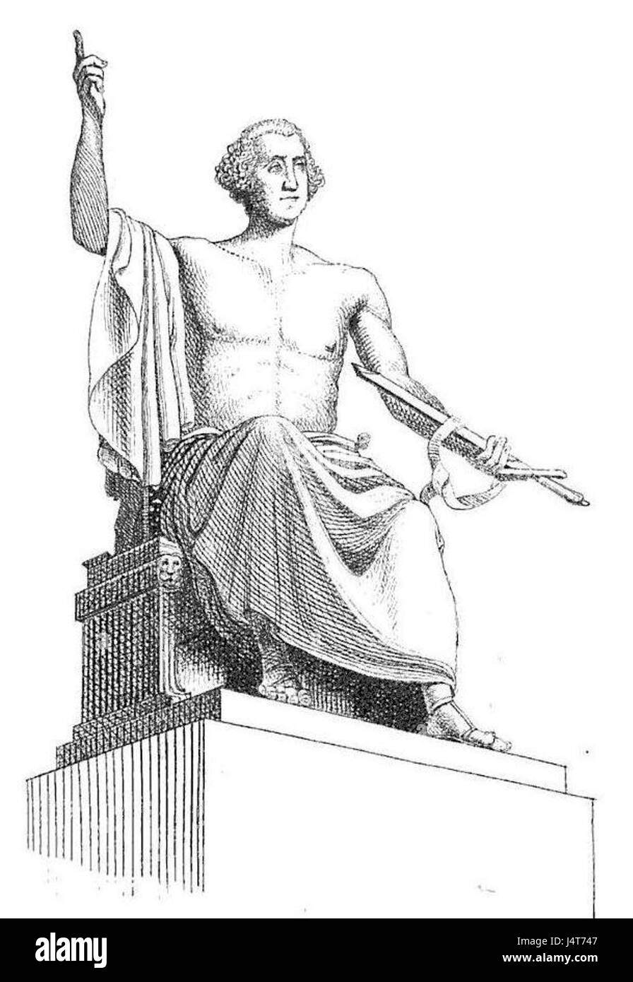 Eine Statue von George Washington, die von Horatio Greenough geformt wurde, befindet sich im Kapitol der USA und steht für ein ikonisches Symbol der amerikanischen Geschichte und politischen Führung. Stockfoto