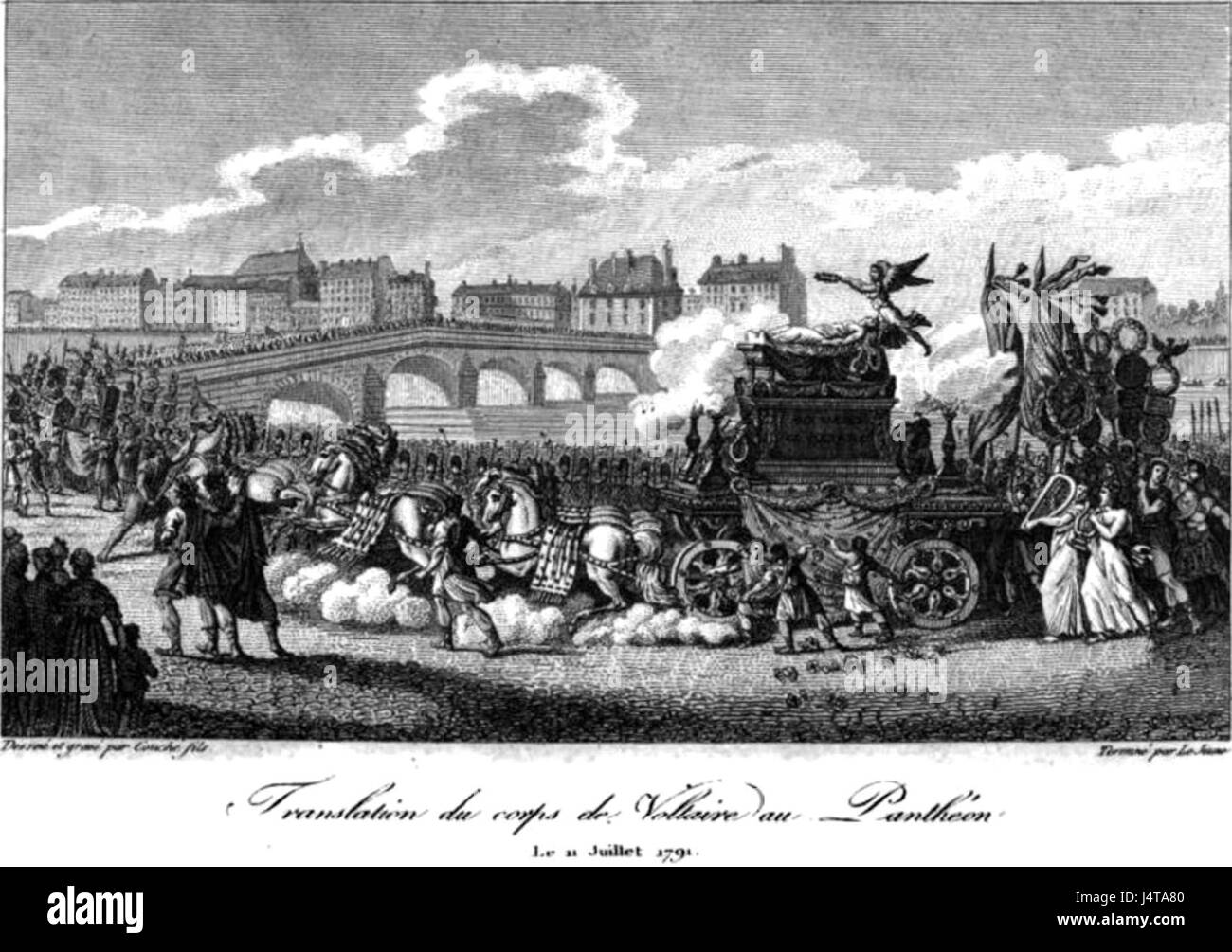 Voltaire, der französische Aufklärungsphilosoph, wird im Pariser Pantheon gedenken, was seine bedeutenden Beiträge zu Philosophie, Literatur und Gesellschaft kennzeichnet. Stockfoto