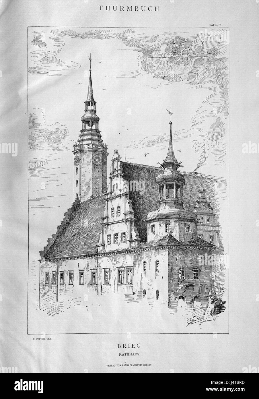 Thurmbuch Tafel 007 Brzeg Brieg Rathaus Stockfoto