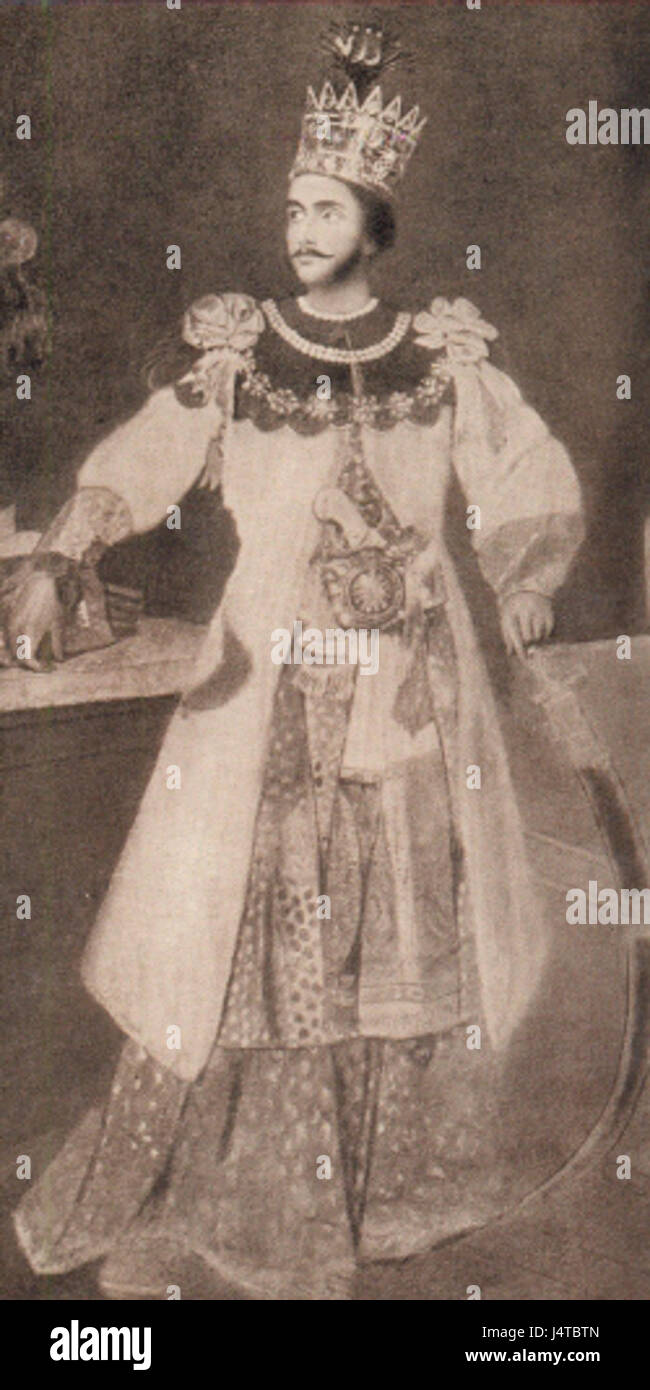 Dieser Titel bezieht sich auf ein Porträt von Humayun Jah, wahrscheinlich eine historische Figur von Bedeutung. Das Porträt liefert eine visuelle Aufzeichnung seines Erscheinens und Status in der Geschichte. Stockfoto