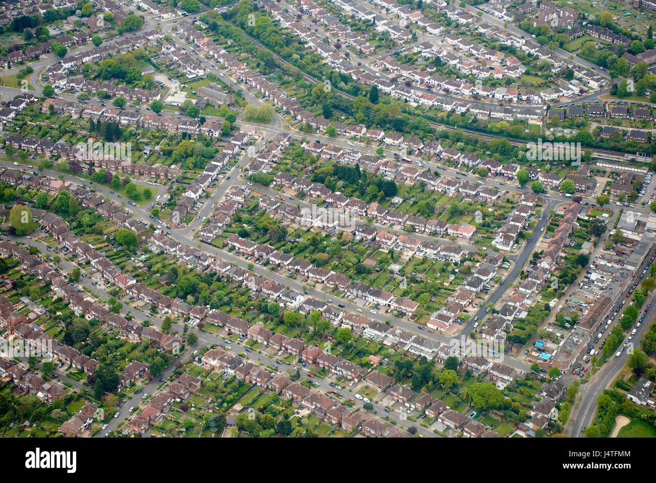 Eine Luftaufnahme von Norden Londons Suburbia, Barnet, Nord-London, UK Stockfoto