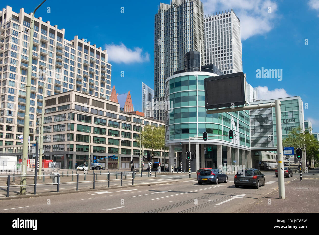 Beispiele für moderne Architekturdesign in zentralen Den Haag (den Haag), den Niederlanden gesehen. Stockfoto