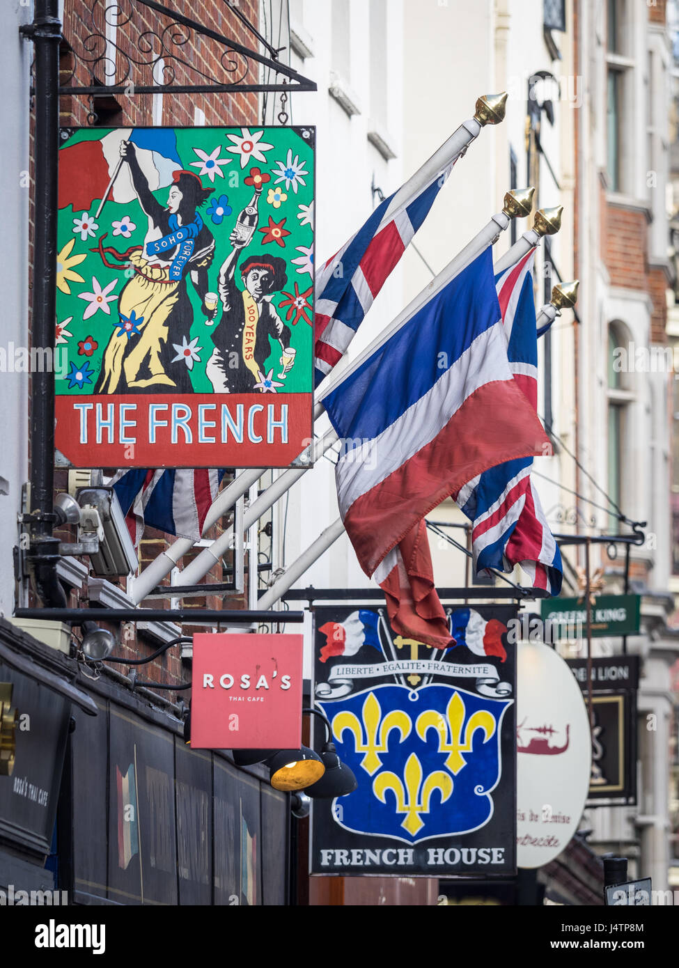 Die berühmten French House, 49 Dean Street, Soho, London, berühmt als ein Treffpunkt von Künstlern und Schriftstellern. Stockfoto