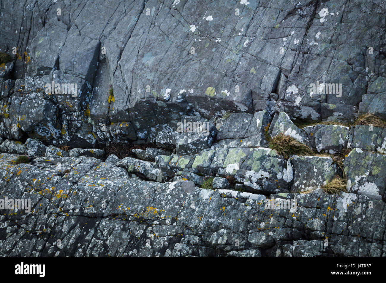 Risse in Granitfelsen, Western Highlands, Schottland Stockfoto
