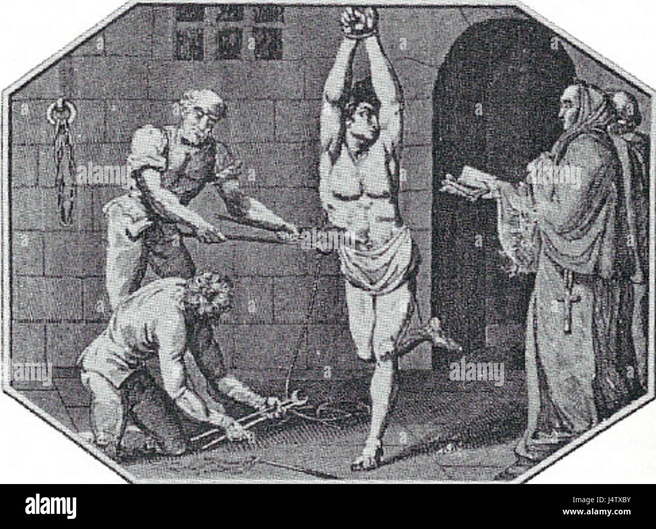 Der Begriff „Folterinquisition“ bezieht sich auf die Praxis, Folter als Methode der Vernehmung und Bestrafung während der Inquisition, insbesondere innerhalb der katholischen Kirche, einzusetzen, um Geständnisse der Ketzerei zu extrahieren. Diese Methode wurde vom Mittelalter bis in die Frühe Neuzeit angewandt. Stockfoto Der Begriff „Folterinquisition“ bezieht sich auf die Praxis, Folter als Methode der Vernehmung und Bestrafung während der Inquisition, insbesondere innerhalb der katholischen Kirche, einzusetzen, um Geständnisse der Ketzerei zu extrahieren. Diese Methode wurde vom Mittelalter bis in die Frühe Neuzeit angewandt. Stockfoto