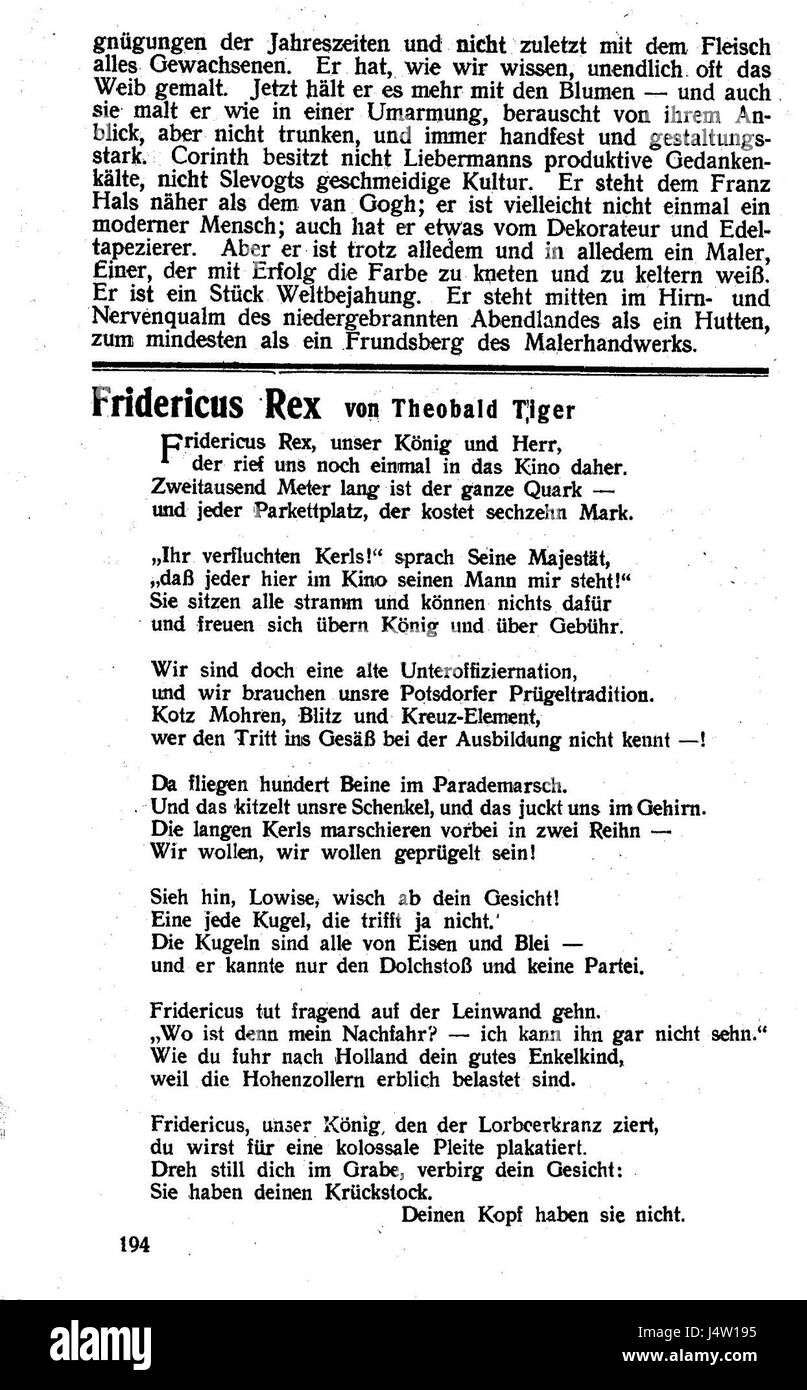 Weltbuehne 1922 ich 194 Stockfoto