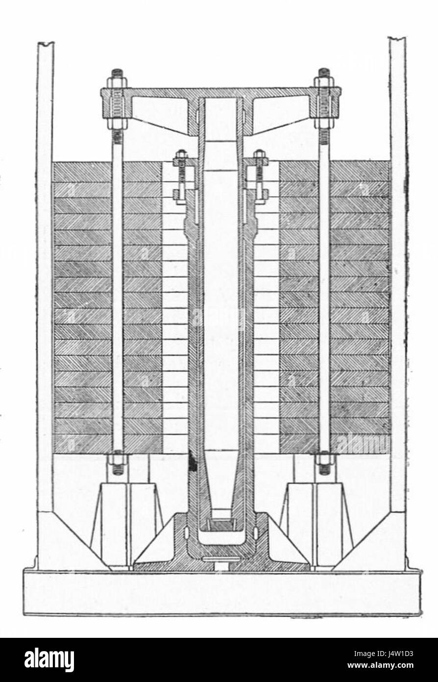 Gewichtete hydraulischer Widder Akkumulator, Abschnitt (Rankin Kennedy, modernen Motoren, Bd. VI) Stockfoto