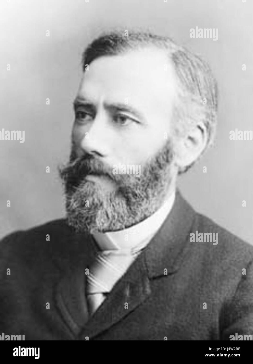 William Quan Judge, eine einflussreiche Persönlichkeit in der Entwicklung der Theosophie, trug maßgeblich zur spirituellen Philosophie bei. Seine Arbeit integrierte Ideen aus östlichen und westlichen Philosophien, insbesondere in den Bereichen Mystik und spirituelles Erwachen. Stockfoto