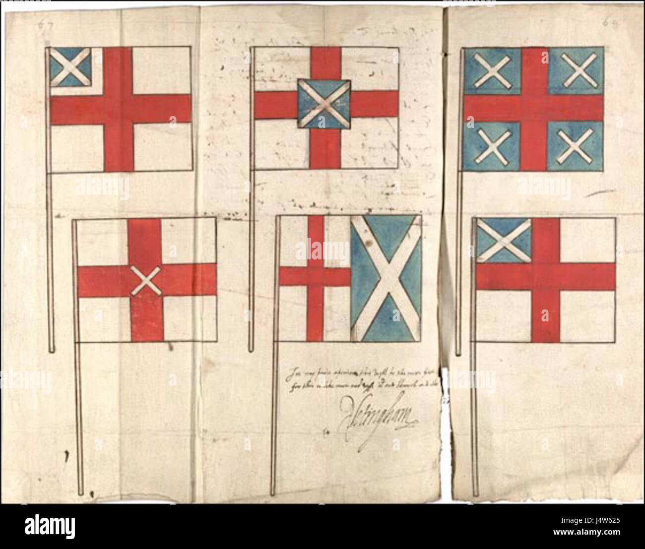 Die Union Jack ist die Nationalflagge des Vereinigten Königreichs. Es kombiniert Elemente von drei älteren Nationalflaggen: England's St. George's Cross, Schottland's St. Andrew's Cross und Irland's St. Patrick's Cross. Sie wurde 1801 offiziell angenommen. Stockfoto