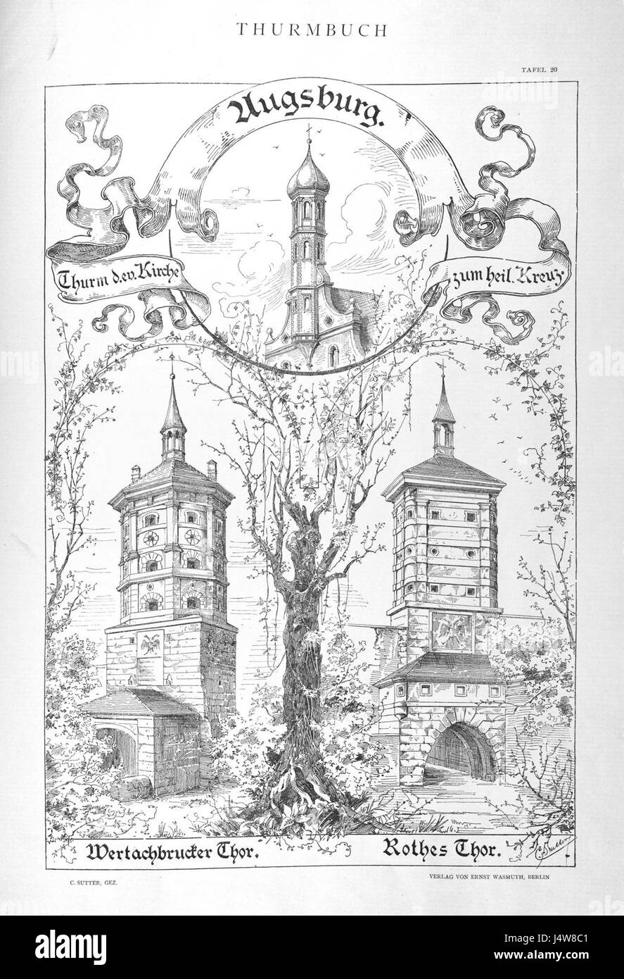 Thurmbuch Tafel 020 Augsburg Stockfoto