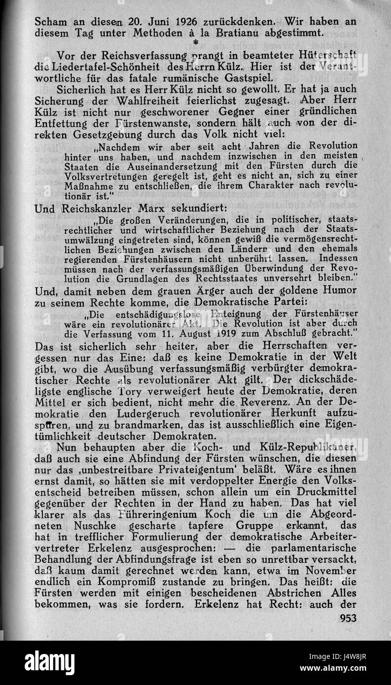 Die WeltbÃ¼hne (1926) war eine deutsche Wochenzeitschrift, die für ihren intellektuellen und politischen Inhalt bekannt ist. Diese Ausgabe spiegelt das Engagement der Zeitschrift für linkspolitische und soziale Fragen in der Weimarer Republik wider. Stockfoto