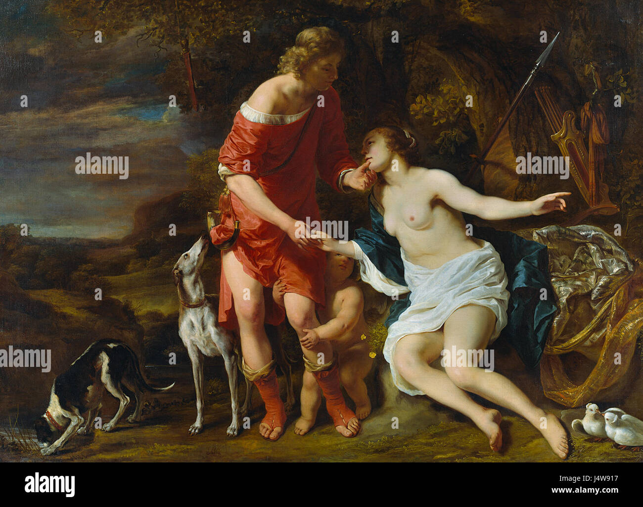 „Venus en Adonis“, ein Gemälde von Peter Paul Rubens, zeigt die mythologische Geschichte von Venus und Adonis. Das Kunstwerk befindet sich im Rijksmuseum und zeigt Liebe und tragisches Schicksal in der griechischen Mythologie. Stockfoto „Venus en Adonis“, ein Gemälde von Peter Paul Rubens, zeigt die mythologische Geschichte von Venus und Adonis. Das Kunstwerk befindet sich im Rijksmuseum und zeigt Liebe und tragisches Schicksal in der griechischen Mythologie. Stockfoto