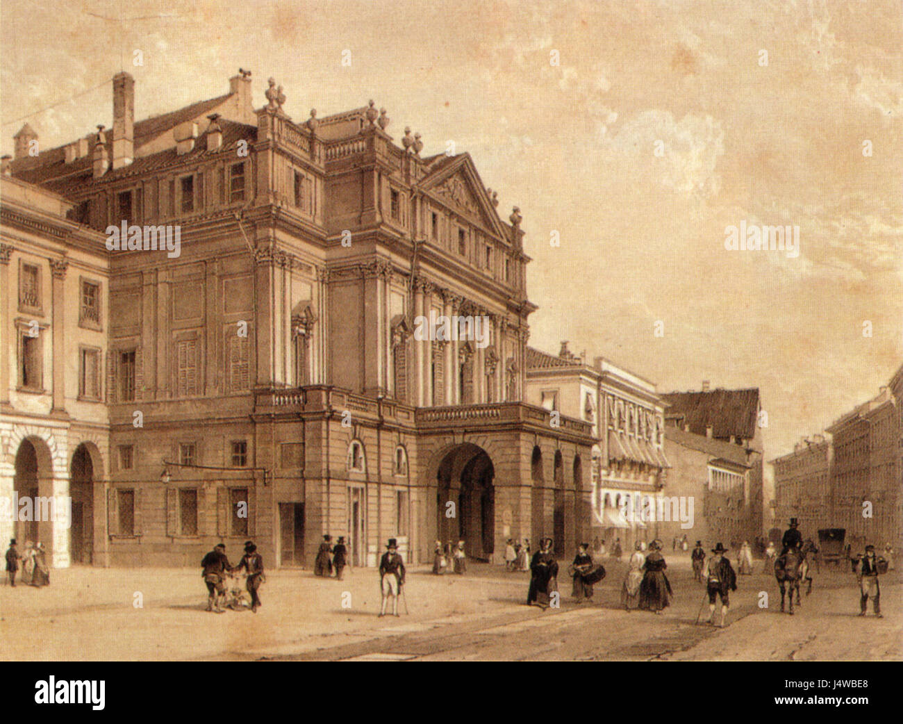 XIX. Jh. print, Piazza della Scala, Mailand Stockfoto