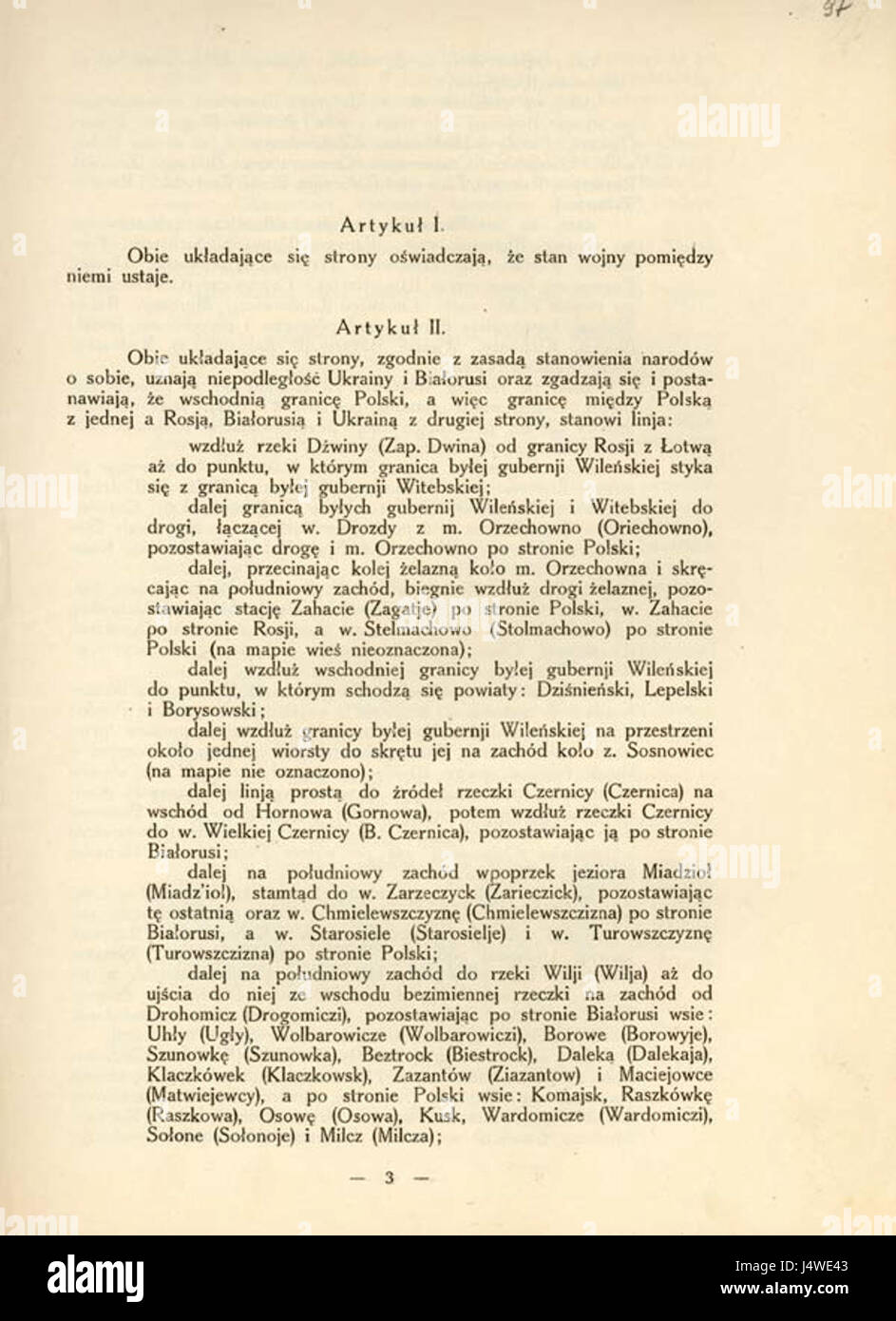 Der Vertrag von Riga wurde 1921 unterzeichnet, der den Polnisch-sowjetischen Krieg beendete und die Grenze zwischen Polen und Sowjetrussland errichtete. Sie spielte eine entscheidende Rolle bei der Gestaltung der Geopolitik in Osteuropa. Stockfoto
