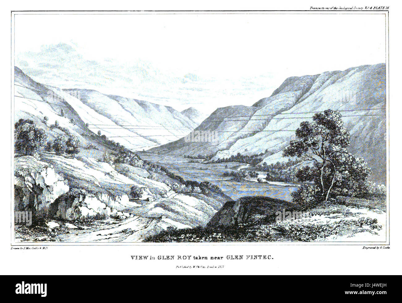 Eine Platte aus Band 4 der ersten Serie der „Transactions of the Geological Society“, die geologische Erkenntnisse und Forschungen der Zeit veranschaulicht. Stockfoto