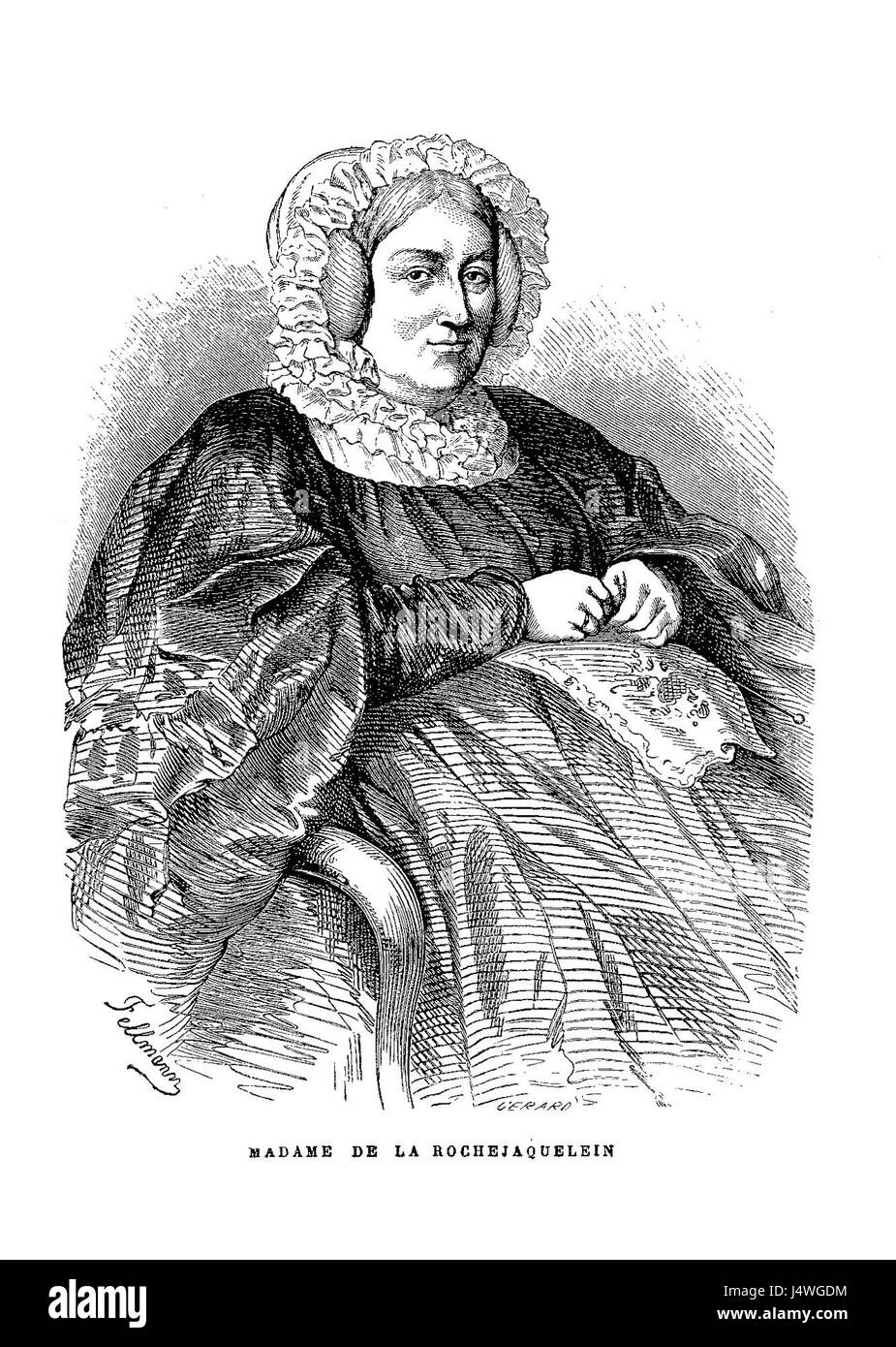 Victorine Donnissan La Rochejaquelein war eine französische Aristokratin, die für ihre Rolle während der Französischen Revolution bekannt war. Sie wurde zu einem Symbol des royalistischen Widerstands und wird oft im Kontext der revolutionären Geschichte dargestellt. Stockfoto