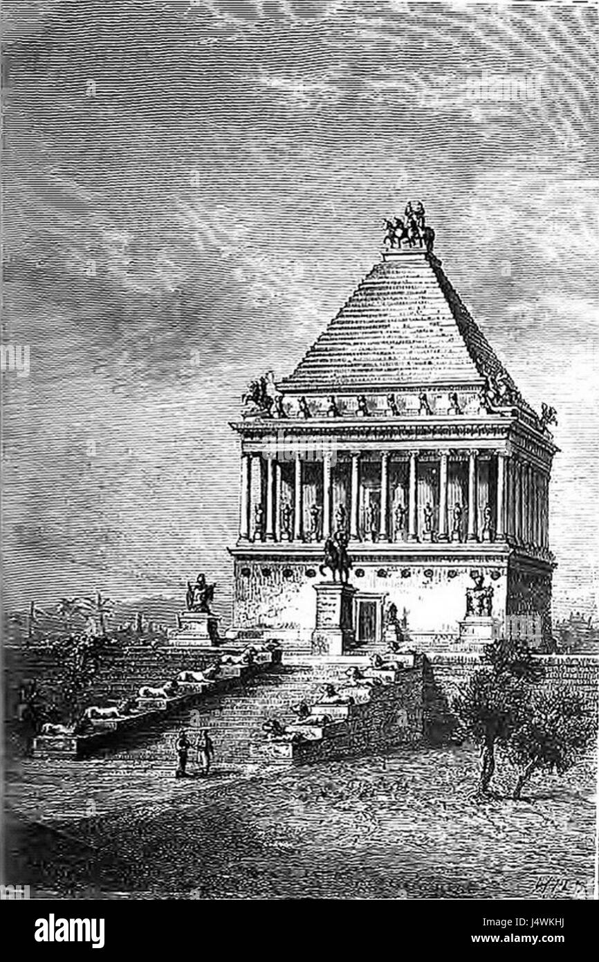 Das Tombeau de Mausole, auch bekannt als Mausoleum bei Halikarnassos, war ein monumentales Grab, das für Mausolus, den persischen Satrap, erbaut wurde. Es war eines der sieben Weltwunder der Antike. Stockfoto