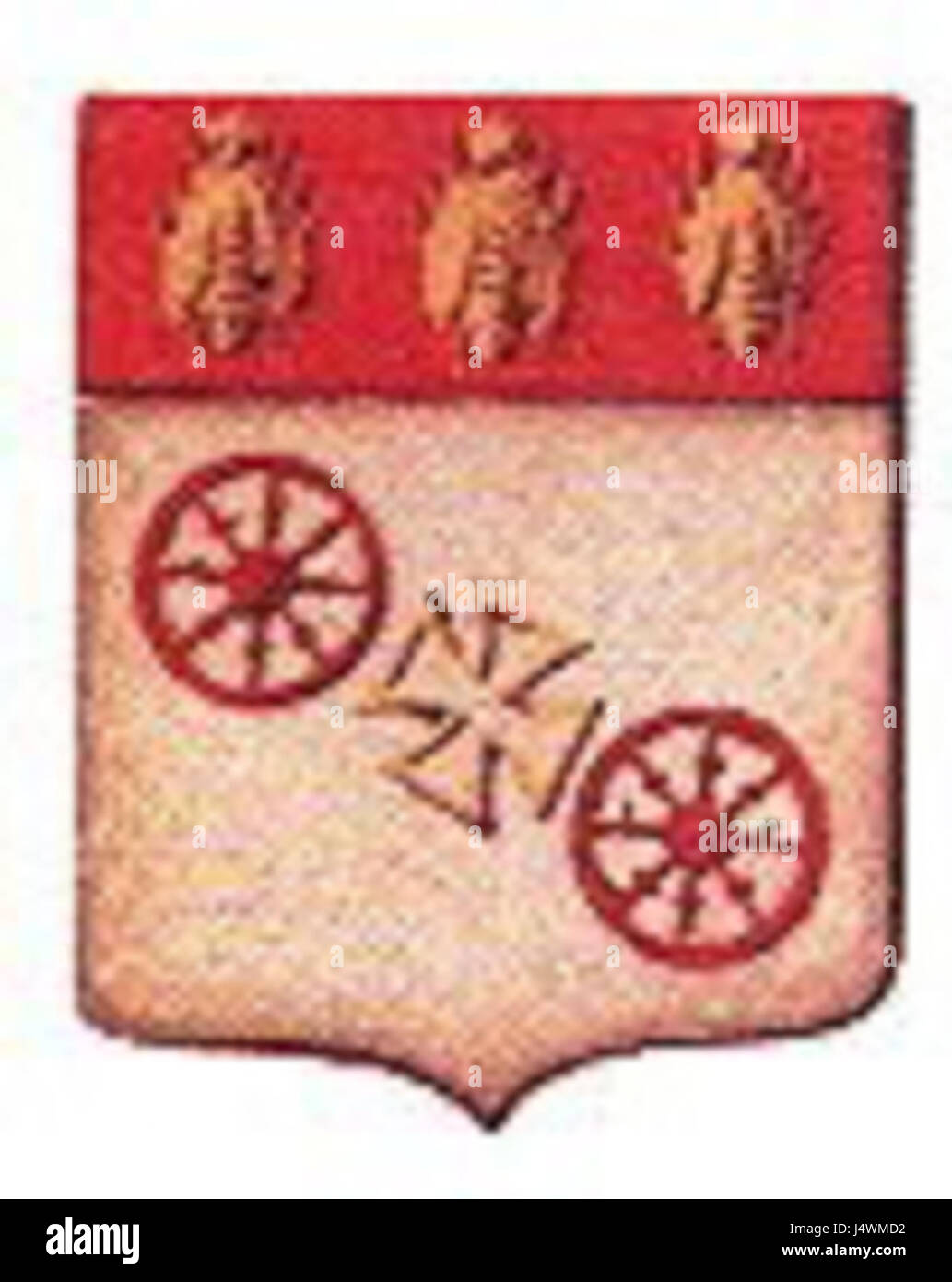 Die Wappen Mainz Bienen beziehen sich auf das Wappen der Stadt Mainz und symbolisieren die historische Bedeutung der Stadt, wobei Bienen als Teil ihrer Heraldik dargestellt sind. Stockfoto