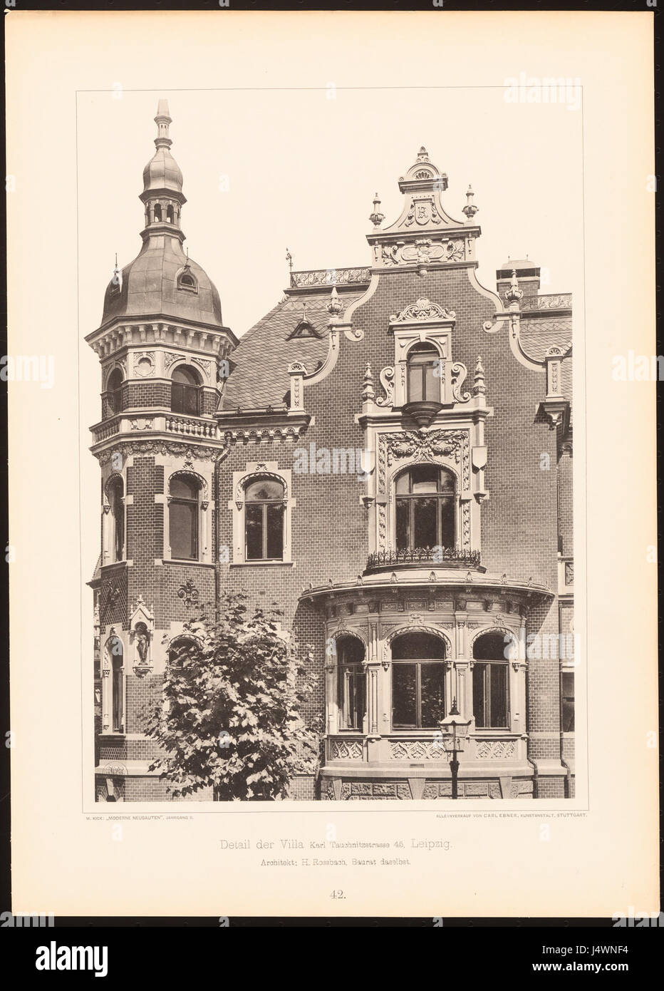 Villa Karl Tauchnitzstrasse 45, Leipzig, Detail, Architekt H. Rossbach, Baurat, Tafel 42, Kick Jahrgang II Stockfoto