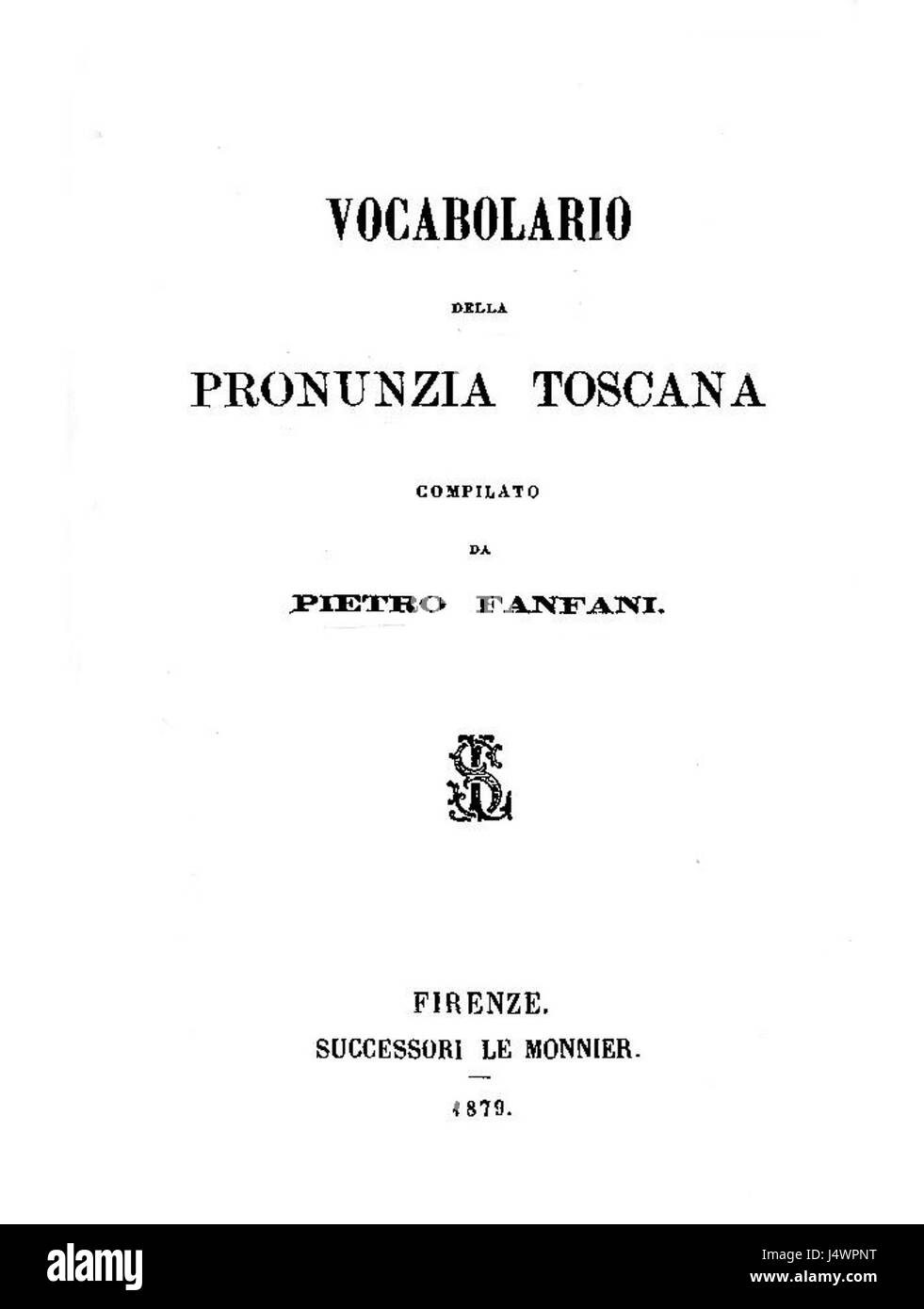 Vocabolario della Pronunzia Toscana 1879 Stockfoto