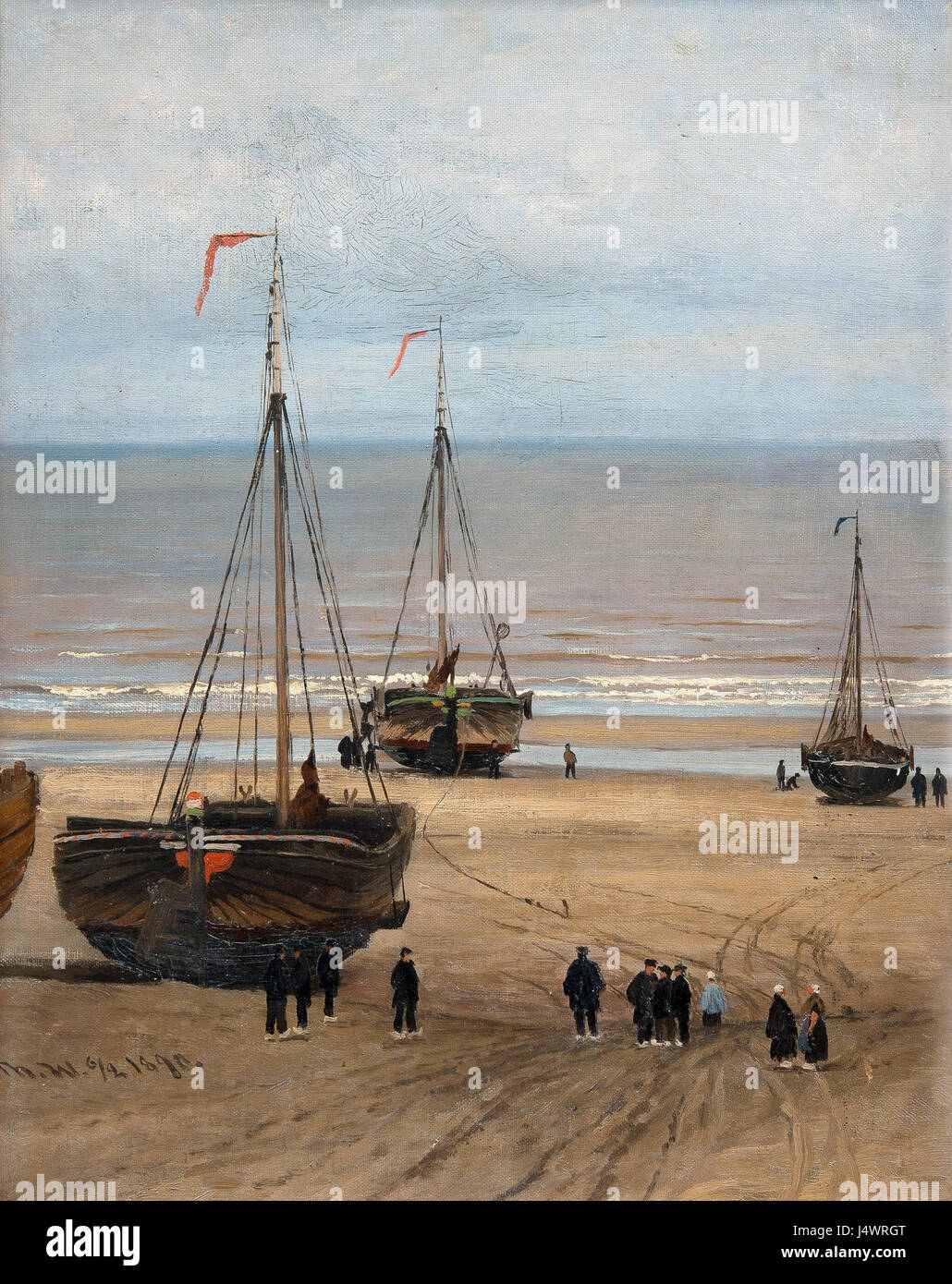 Die Küstenszene von Waenerbergâ zeigt die natürliche Schönheit der Niederlande und fängt die malerische Küste und die maritime Umgebung in historischer Kunst ein. Stockfoto