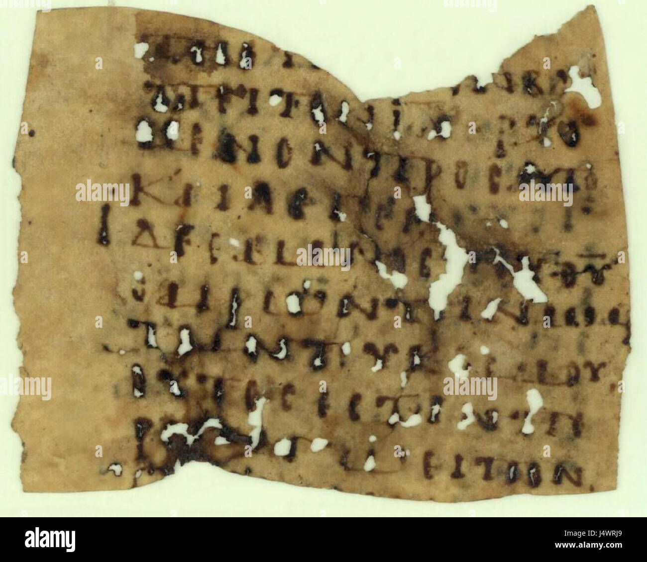 Uncial 0101 ist ein altes Manuskript, das das Johannesevangelium enthält, insbesondere Johannes 1:29-30. Es ist ein bedeutendes Beispiel für frühchristliche Texte in unzieller Schrift, die bis ins 4. Jahrhundert zurückreichen. Stockfoto