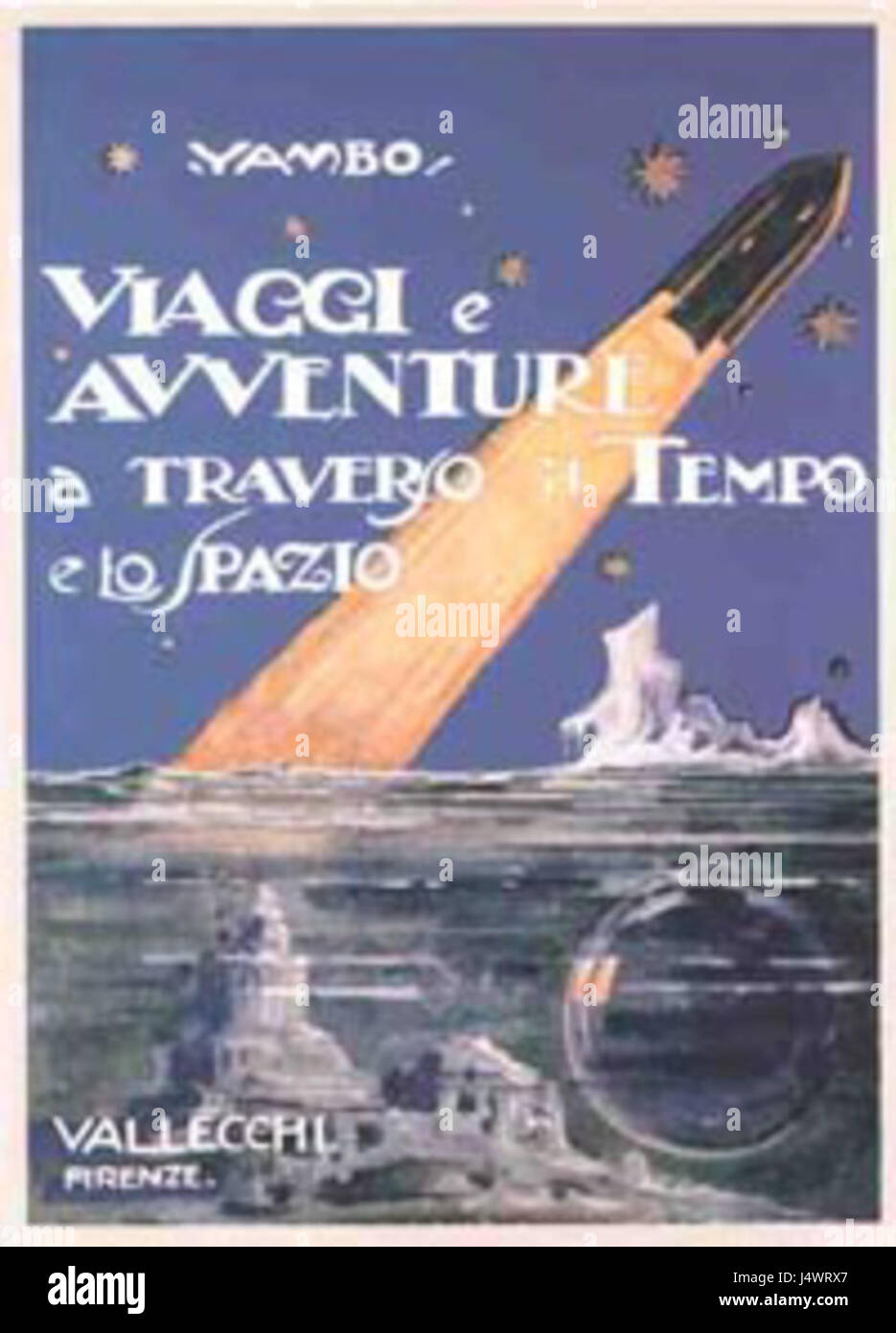 Yambo: Viaggi e avventure attraverso il Tempo e lo spazio, veröffentlicht 1933, ist ein italienischer Abenteuerroman, der Zeit- und Raumreisen durch die Erfahrungen des Protagonisten erforscht. Stockfoto