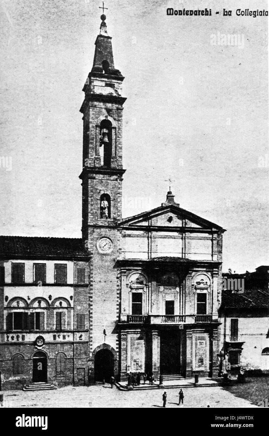 Dieser Titel bezieht sich auf ein historisches Werk, das die Gründung von Vestri in Montevarchi, Italien, beschreibt und einen Einblick in die frühe Gründung und das Wachstum der Stadt bietet. Stockfoto