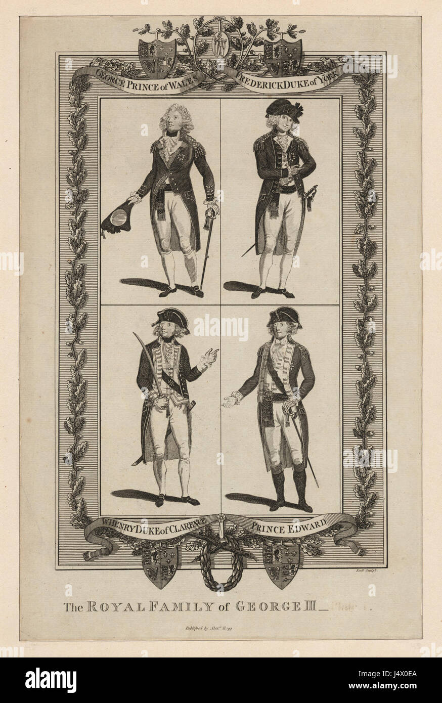 Die königliche Familie von George III George, Prinz von Wales, Friedrich, Herzog von York, W. Henry, Herzog von Clarence, Prinz Edward (NYPL NYPG94 F43 419846) Stockfoto