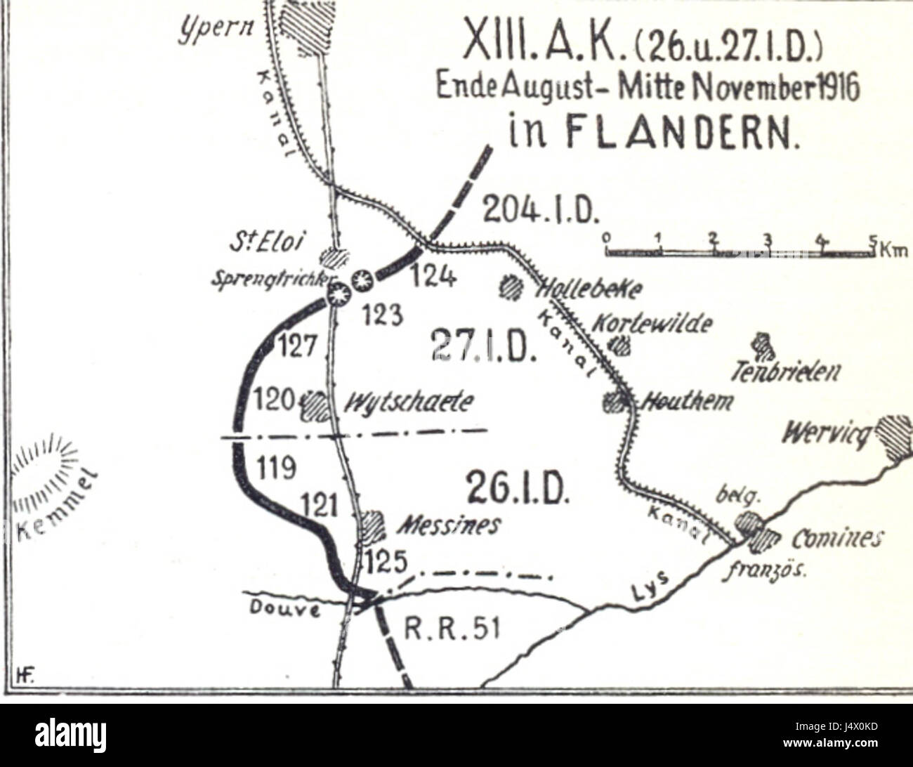 XIII. a.k. Flandern 1916 Stockfoto
