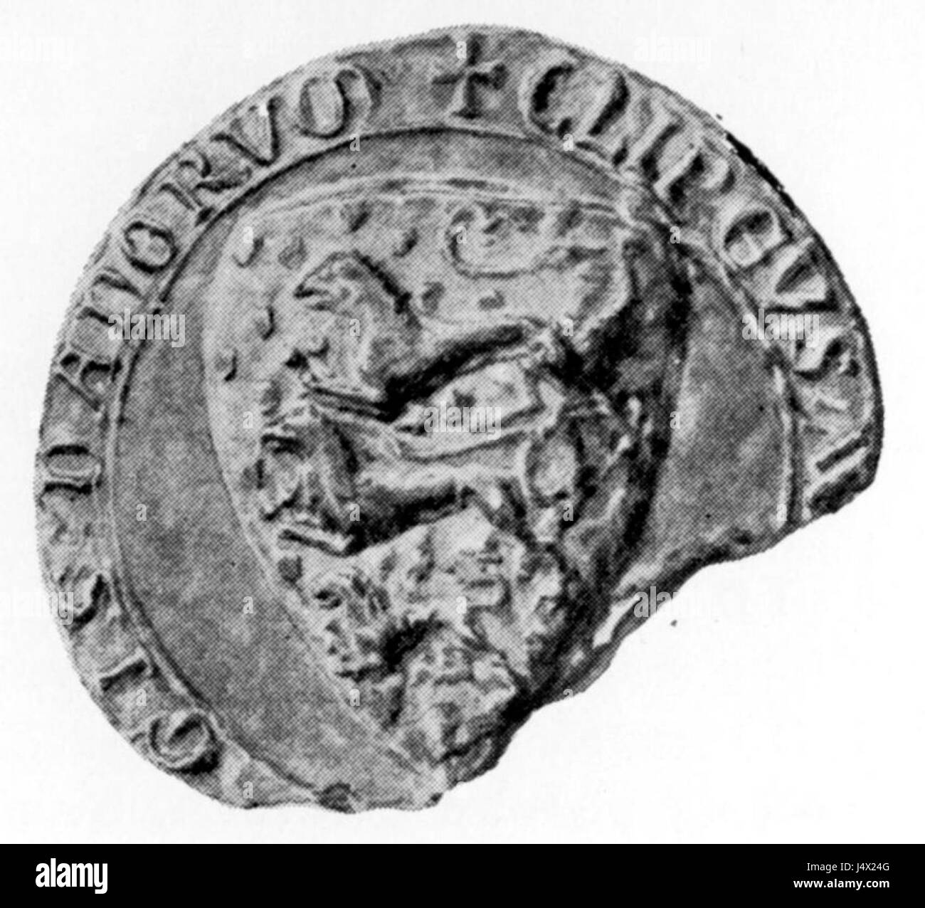 Valdemar Sejr, auch bekannt als Valdemar II. Von Dänemark, war ein mittelalterlicher König, der für seine Bemühungen zur Erweiterung des Territoriums von Denmarkâ bekannt war. Das heraldische Symbol, das mit seiner Herrschaft verbunden ist, repräsentiert das königliche Erbe Dänemarks. Stockfoto Valdemar Sejr, auch bekannt als Valdemar II. Von Dänemark, war ein mittelalterlicher König, der für seine Bemühungen zur Erweiterung des Territoriums von Denmarkâ bekannt war. Das heraldische Symbol, das mit seiner Herrschaft verbunden ist, repräsentiert das königliche Erbe Dänemarks. Stockfoto