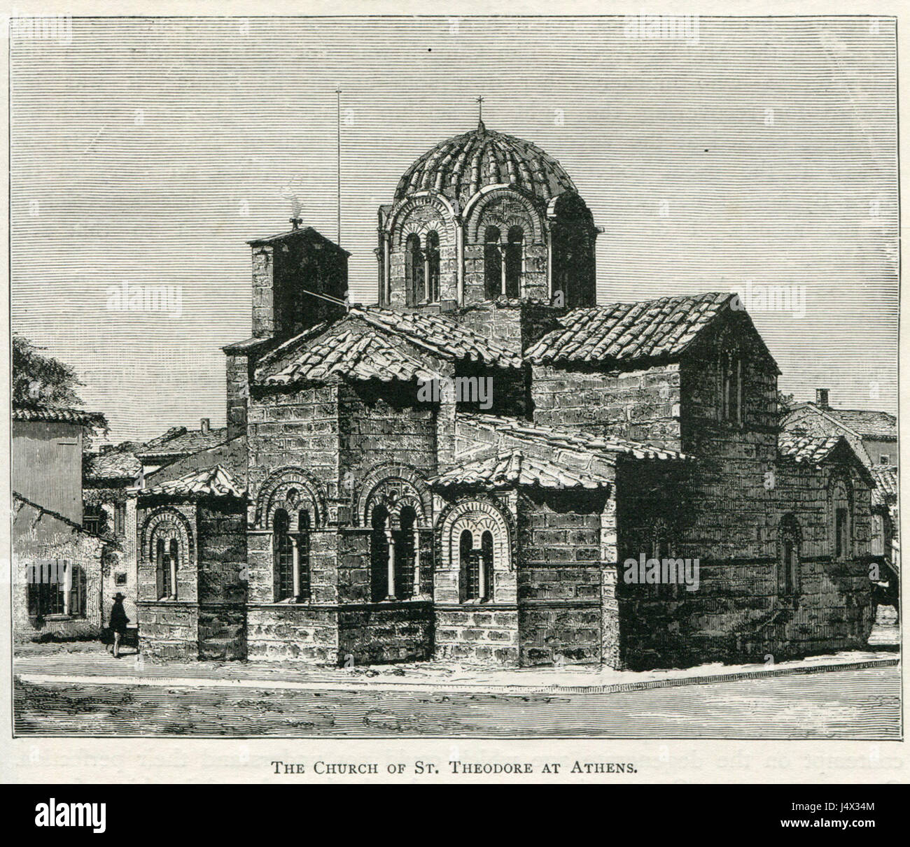 Dies bezieht sich auf ein 1890 erschienenes Buch von John Pentland Mahaffy, in dem die Kirche St. Theodore in Athen beschrieben wird und deren architektonische und religiöse Bedeutung während dieser Zeit widerspiegelt. Stockfoto