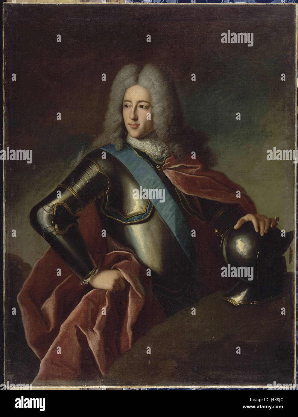 Undatierte Porträtmalerei von Louis Henri de Bourbon, Herzog von Bourbon (1692 1740) tragen Rüstungen und der Schärpe des Ordens des Heiligen Geistes eines unbekannten Künstlers Stockfoto