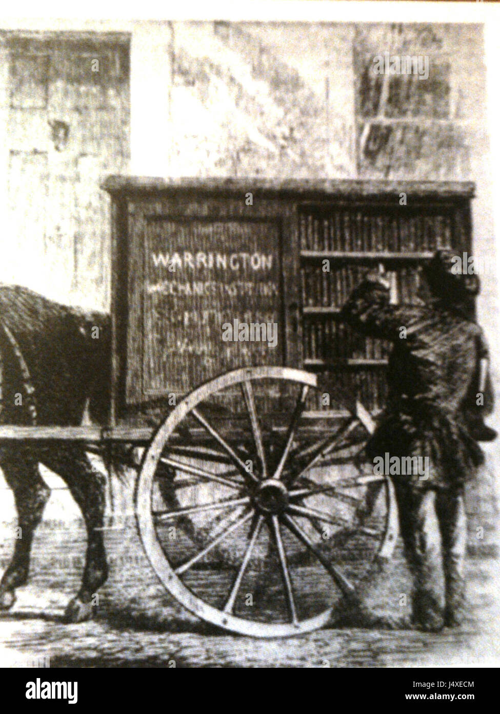 Die Warrington Perambulating Library bezieht sich auf einen mobilen Bibliotheksdienst in Warrington, England. Dabei handelt es sich um eine Bibliothek, die in verschiedene Bereiche reist, um Gemeinden mit begrenztem Zugang Zugang Zugang zu Büchern und Bildungsressourcen zu ermöglichen. Stockfoto
