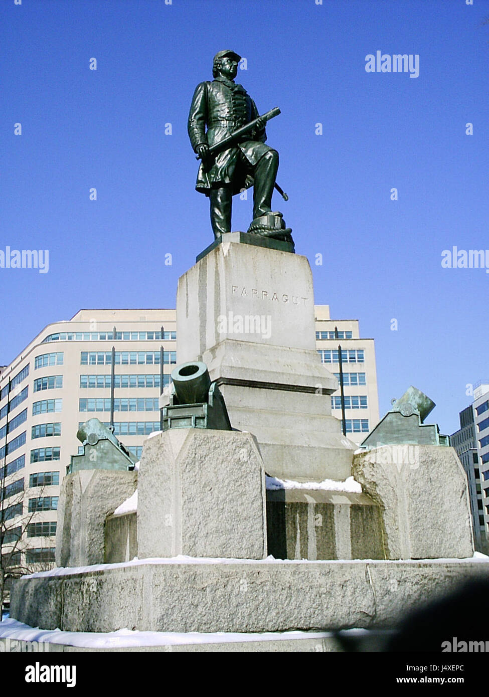 Washington DC Farragut Memorial winter Stockfoto