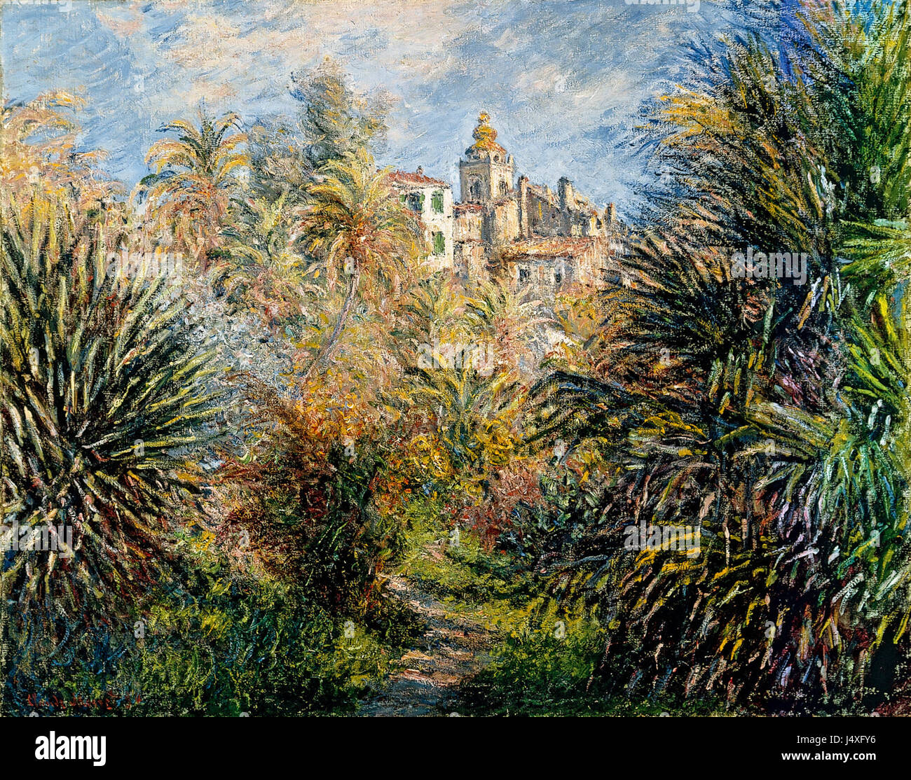 Der Moreno-Garten in Bordighera ist ein historischer botanischer Garten in Italien, der für seine reiche Pflanzensammlung und die malerische Aussicht auf das Mittelmeer bekannt ist. Sie bietet Besuchern einen Einblick in das gartenbauliche Erbe der Region. Stockfoto