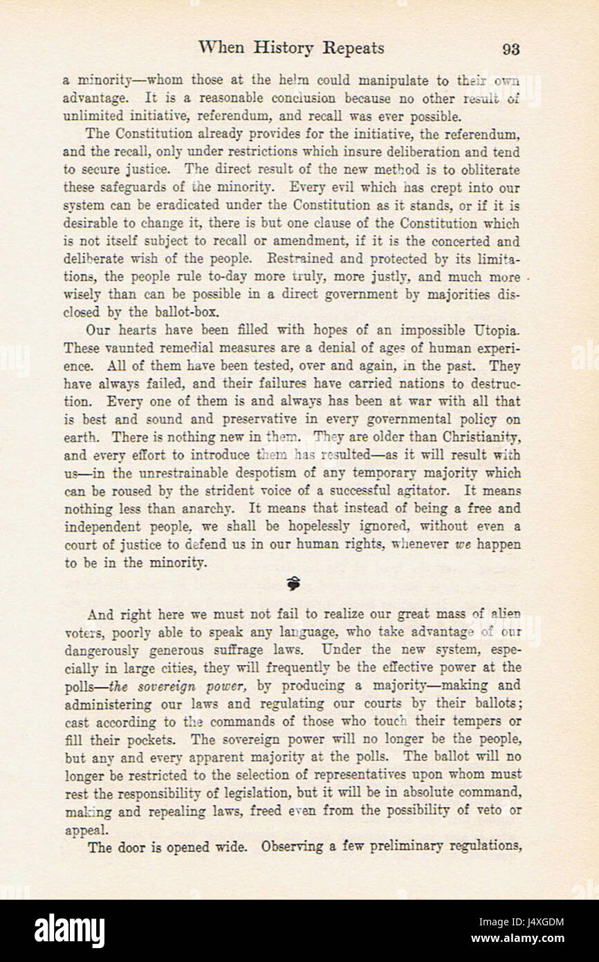 „When History Repeats“ von Willard French erforscht die zyklische Natur historischer Ereignisse, wobei er sich auf Muster in Gesellschaft und Politik konzentriert und wie vergangene Ereignisse häufig aktuelle Entwicklungen beeinflussen. Stockfoto