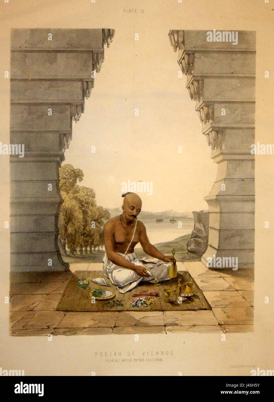 Vishnoo ist eine Anspielung auf den hinduistischen Gott Vishnu, eine der Hauptgottheiten des Hinduismus. Vishnu wird oft als Beschützer des Universums dargestellt und ist eine zentrale Figur in verschiedenen hinduistischen Schriften, einschließlich der Mahabharata und Ramayana. Seine Darstellungen variieren, aber er wird gewöhnlich mit vier Armen gezeigt, von denen jeder ein symbolisches Objekt trägt. Stockfoto