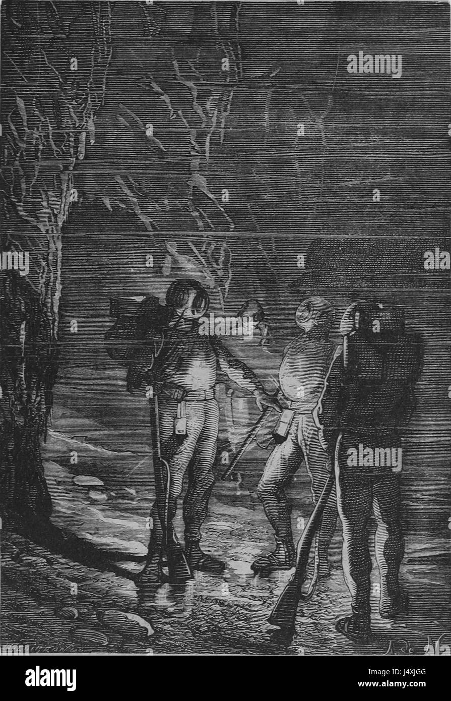 „Vingt mille lieues sous les mers“ (Twenty Thousand Leagues Under the Sea) von Jules Verne ist ein Roman, der die Unterwasserabenteuer von Kapitän Nemo und seiner Crew beschreibt. Stockfoto