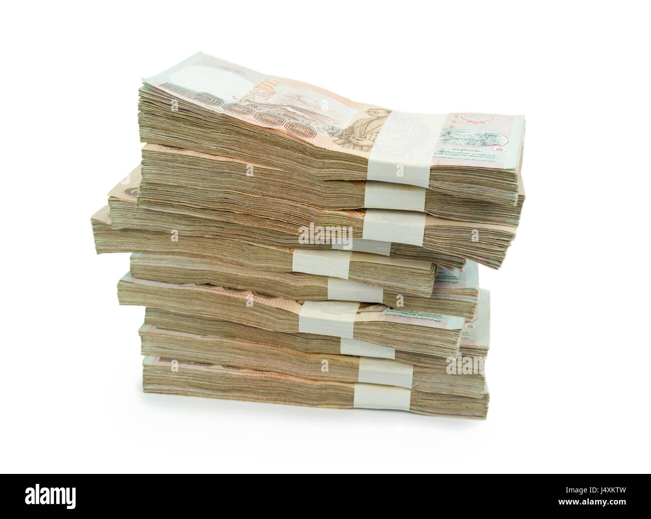 Thai Banknote 1000 Baht auf weißem Hintergrund für die Wirtschaft, Bank- oder Konzept Stockfoto