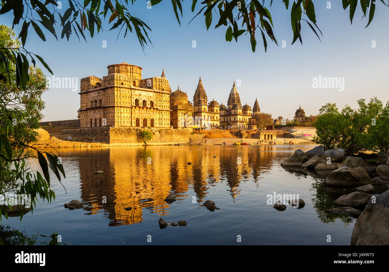 Chhatris Cenotaphs von Orchha, Indien Stockfoto