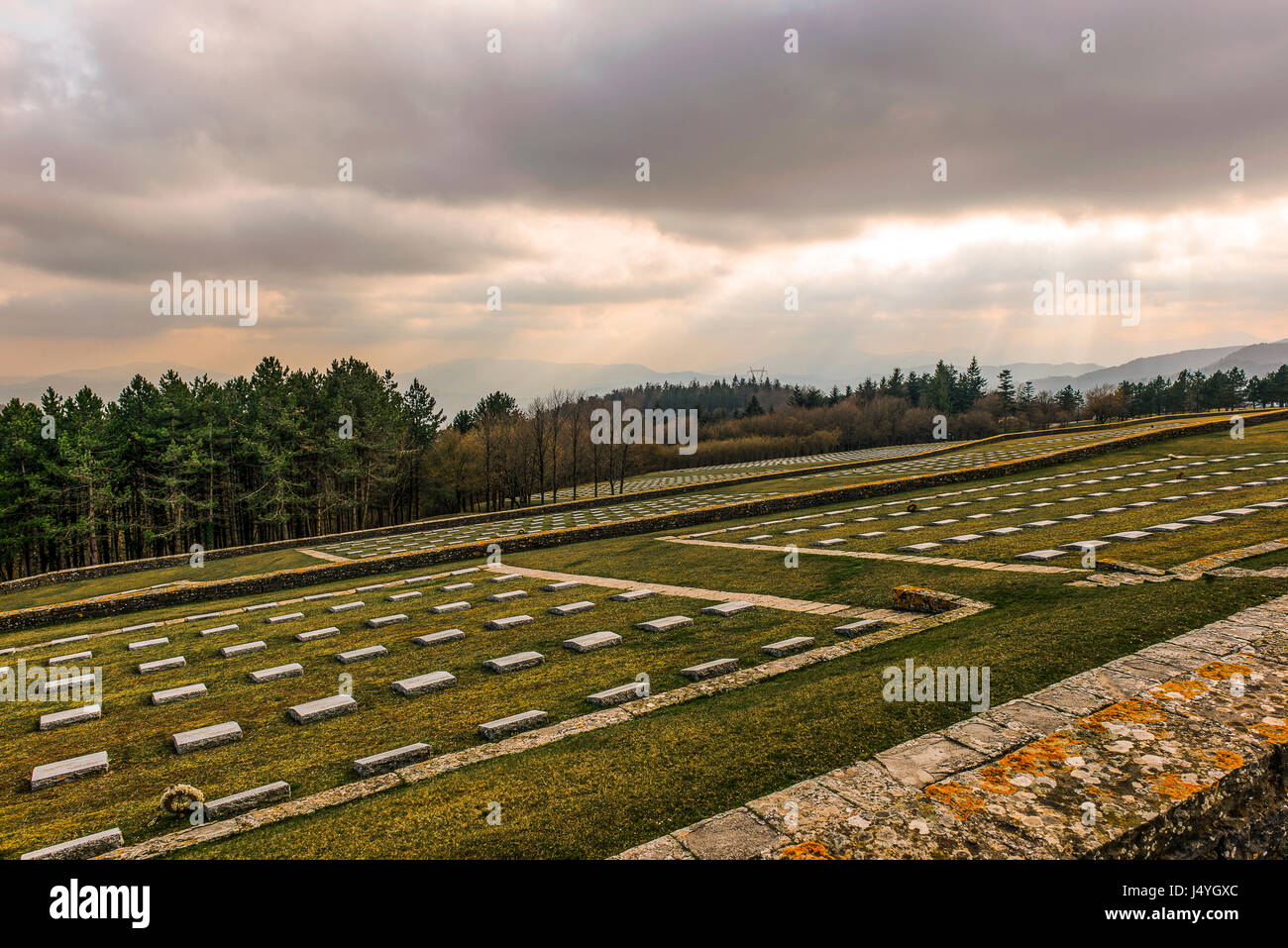Der deutsche Soldatenfriedhof von den Futa halten die Reste von 34.000 deutschen Soldaten während des Krieges gefallen. Stockfoto