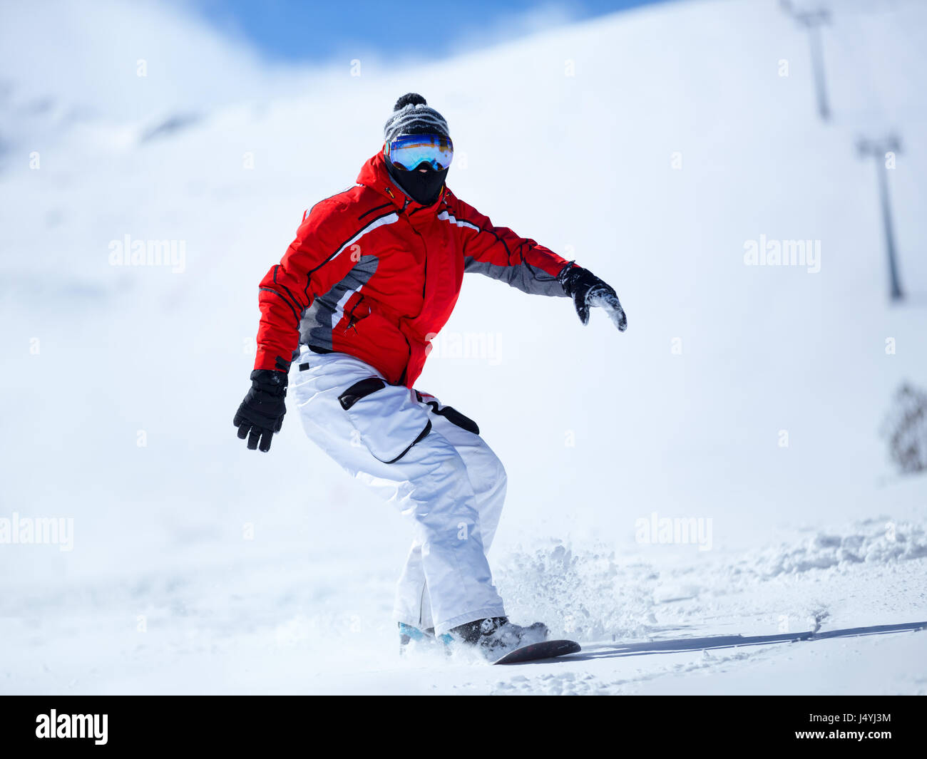 Snowboarder in Aktion, Wintersport Stockfoto