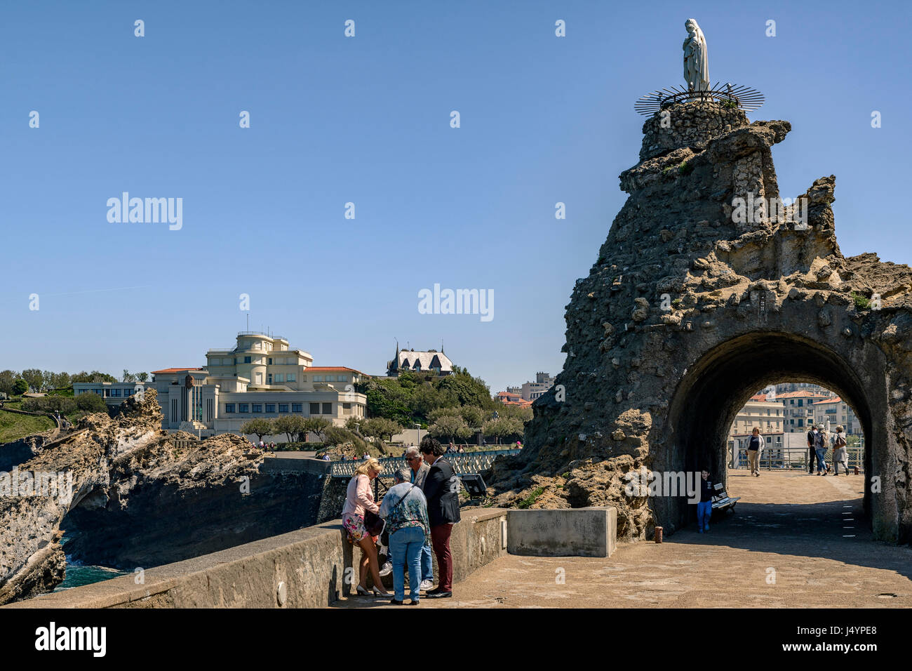 Rocher De La Vierge, Rock der Jungfrau, Biarritz, Frankreich, Europa Stockfoto