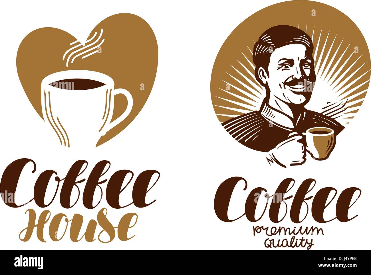 Kaffee-Logo. Cafe, Espresso, Kaffeehaus, Cafeteria-Symbol oder Etikett. Schriftzug-Vektor-illustration Stock Vektor