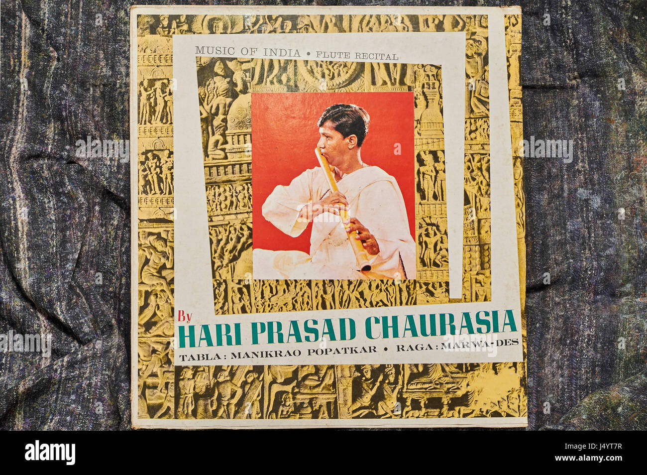 Lange spielen Aufzeichnungen von Hariprasad Chaurasia, Indien, Asien Stockfoto