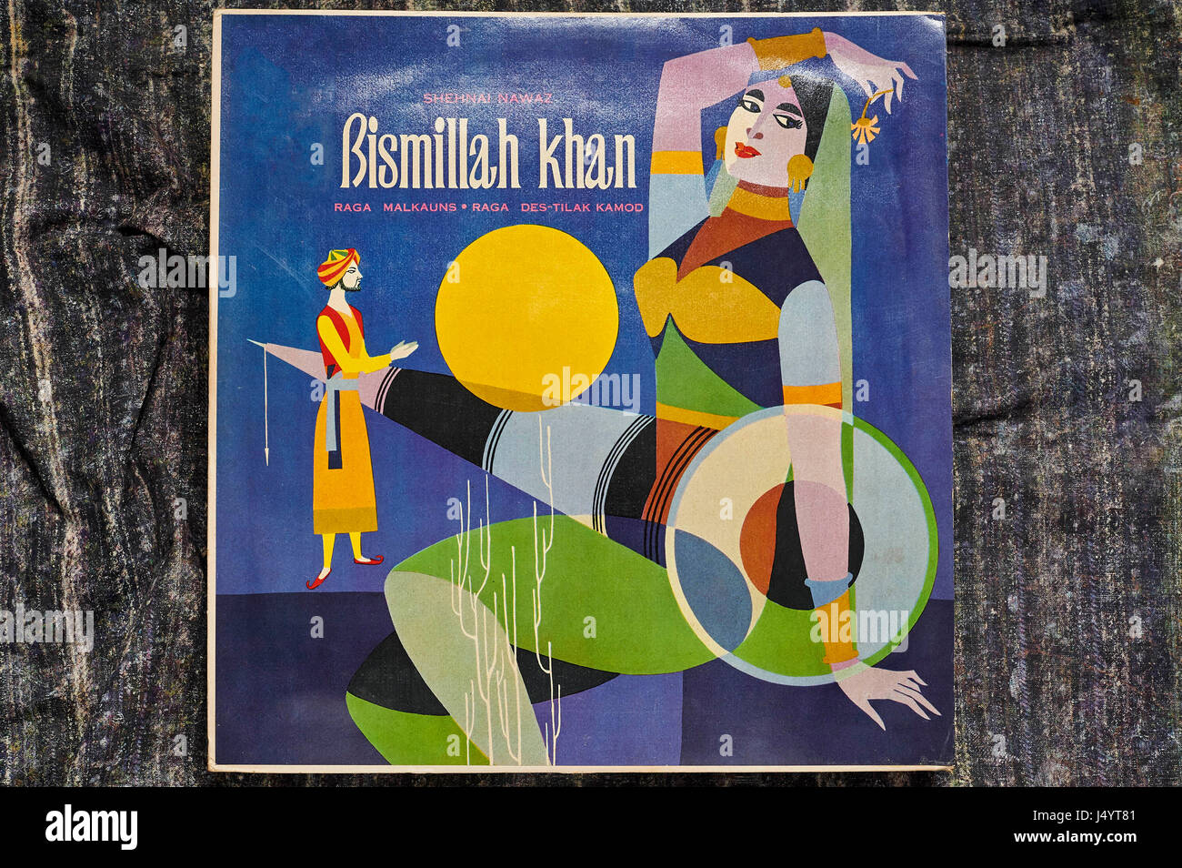 Lange spielen Aufzeichnungen von Bismillah Khan Plakat, Indien, Asien Stockfoto